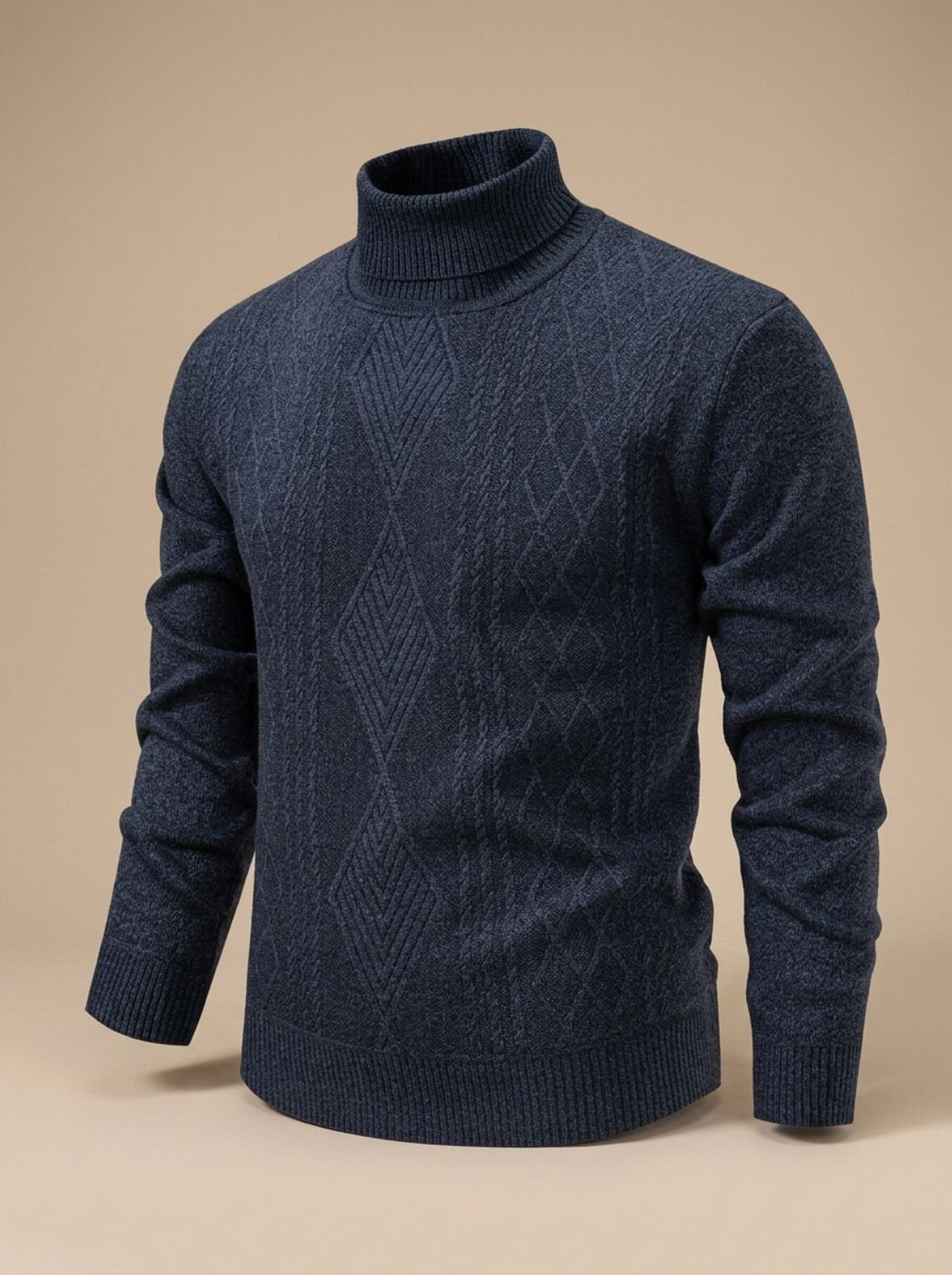 Slim-fit gebreide kabeltrui met col voor heren