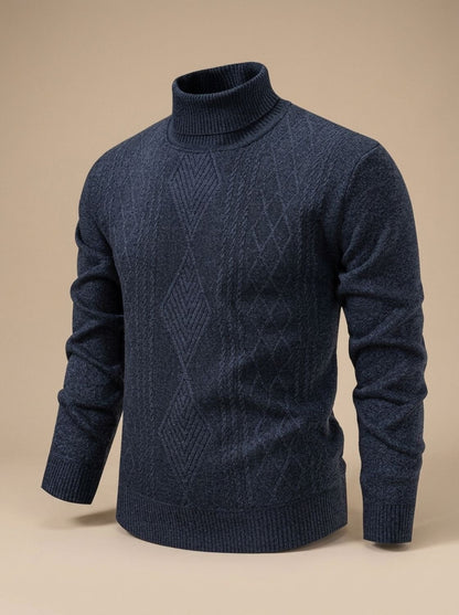 Slim-fit gebreide kabeltrui met col voor heren