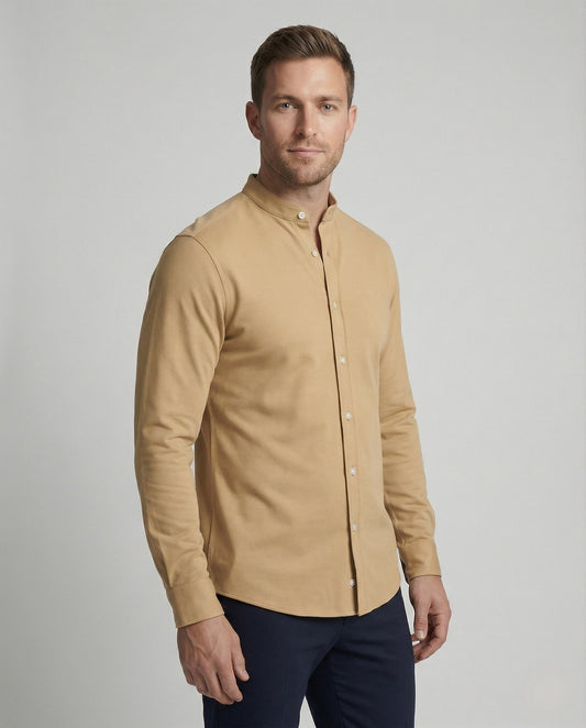 Slim fit overhemd met opstaande kraag voor heren