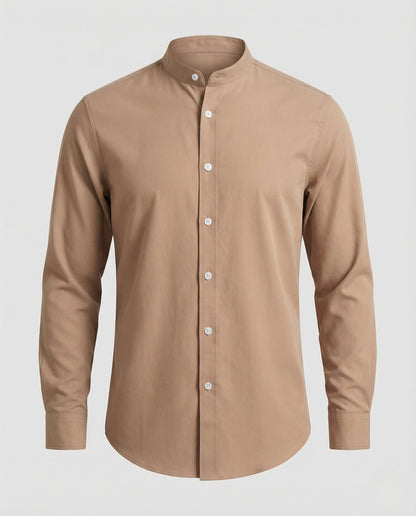 Slim fit overhemd met opstaande kraag voor heren