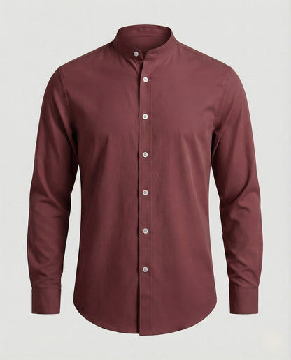 Slim fit overhemd met opstaande kraag voor heren