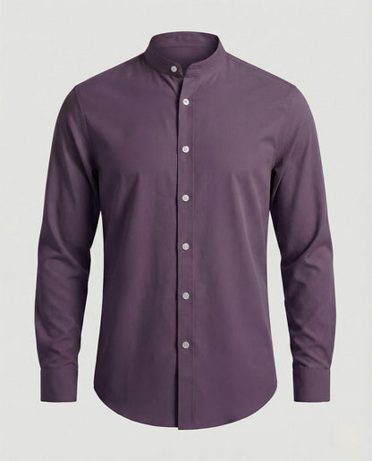 Slim fit overhemd met opstaande kraag voor heren