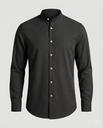 Slim fit overhemd met opstaande kraag voor heren