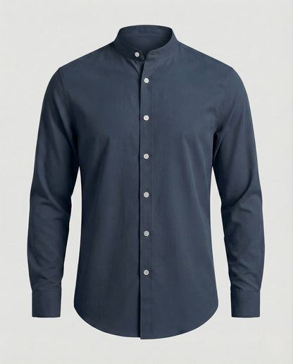 Slim fit overhemd met opstaande kraag voor heren