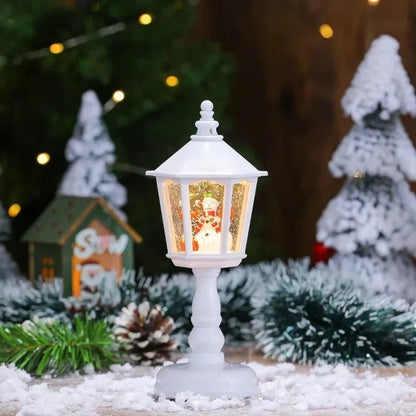 Sneeuwbollantaarn op batterijen met muziek, ledverlichting en dwarrelende glitters
