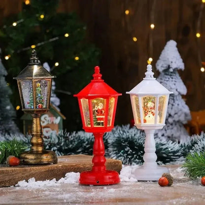 Sneeuwbollantaarn op batterijen met muziek, ledverlichting en dwarrelende glitters
