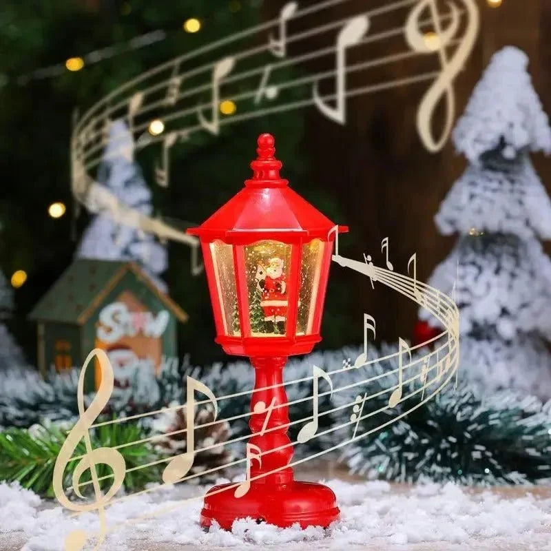 Sneeuwbollantaarn op batterijen met muziek, ledverlichting en dwarrelende glitters