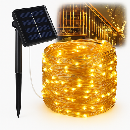 Solar LED-lichtsnoer op koperdraad – Waterdichte kerstdecoratie voor buiten
