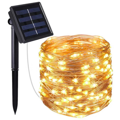 Solar LED-lichtsnoer op koperdraad – Waterdichte kerstdecoratie voor buiten
