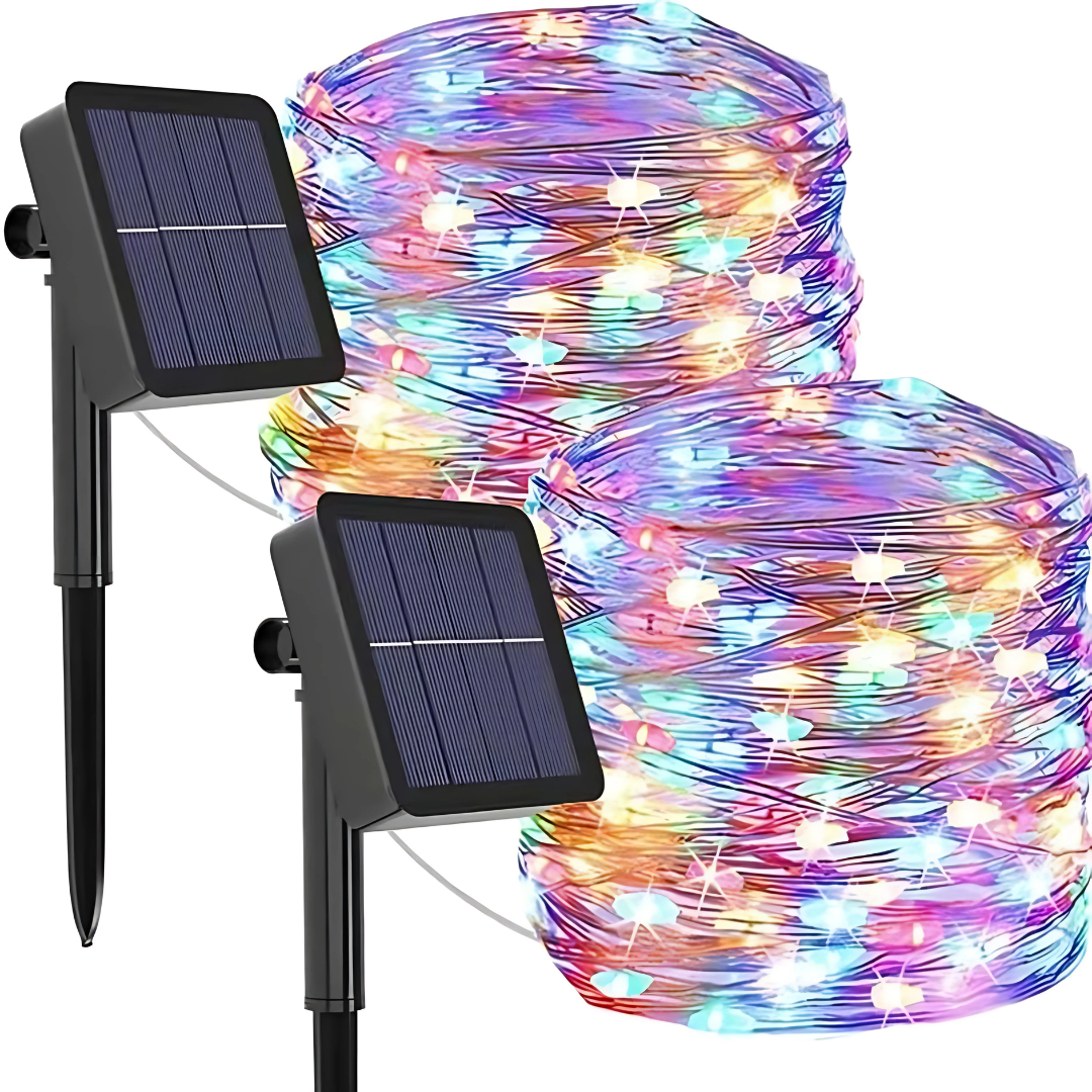 Solar LED-lichtsnoer op koperdraad – Waterdichte kerstdecoratie voor buiten