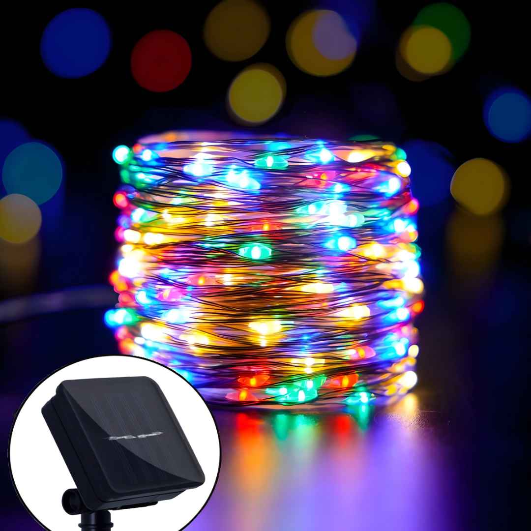 Solar LED-lichtsnoer op koperdraad – Waterdichte kerstdecoratie voor buiten