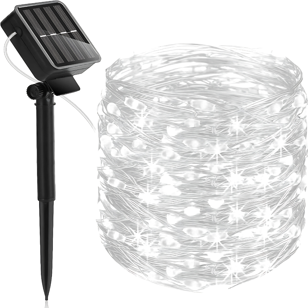 Solar LED-lichtsnoer op koperdraad – Waterdichte kerstdecoratie voor buiten