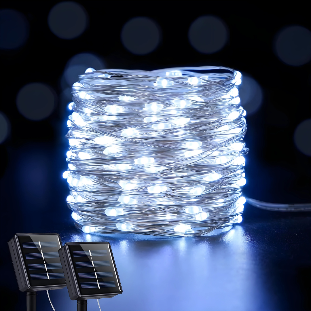 Solar LED-lichtsnoer op koperdraad – Waterdichte kerstdecoratie voor buiten