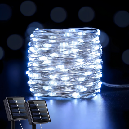 Solar LED-lichtsnoer op koperdraad – Waterdichte kerstdecoratie voor buiten