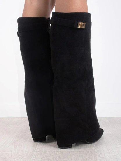 Suède overknee laarzen voor dames