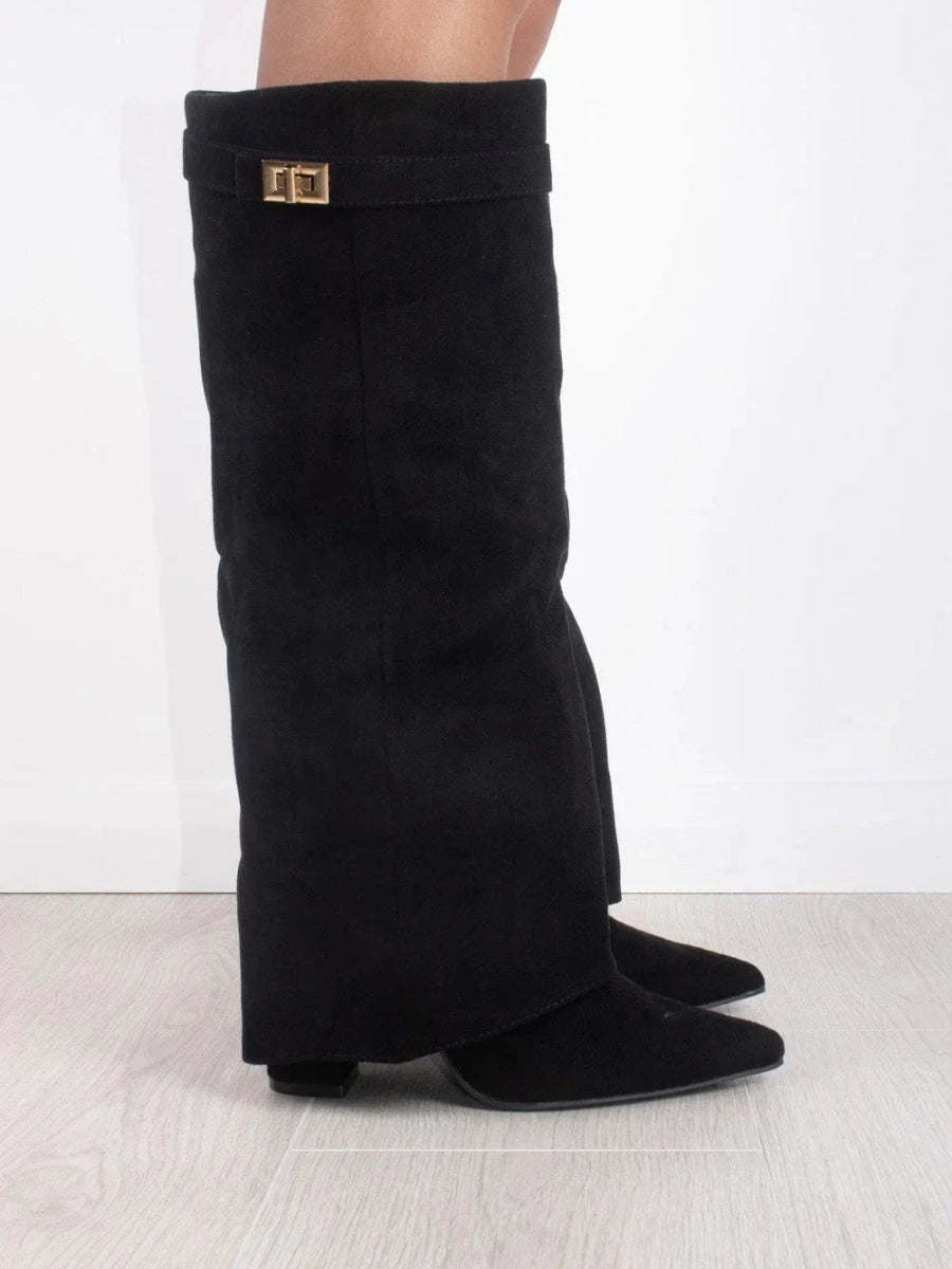 Suède overknee laarzen voor dames