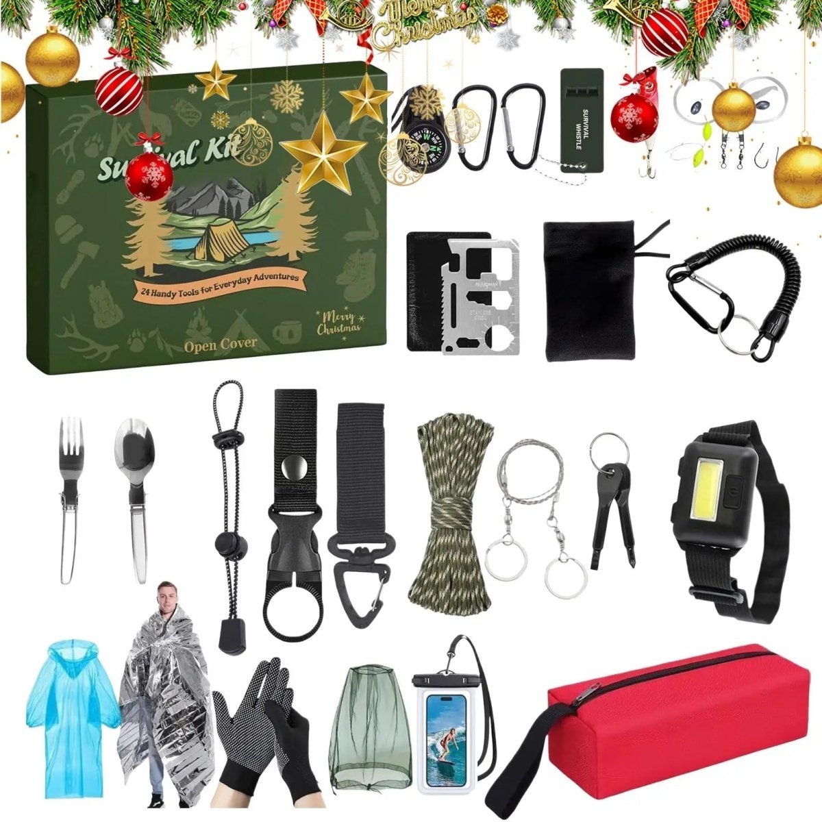 Survival Adventskalender met 24 Dagen Outdoor Gereedschap