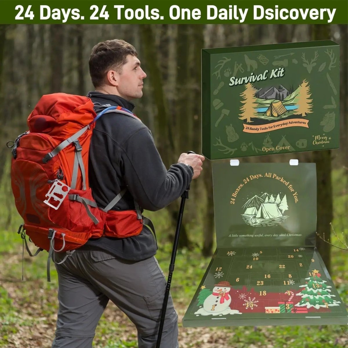 Survival Adventskalender met 24 Dagen Outdoor Gereedschap