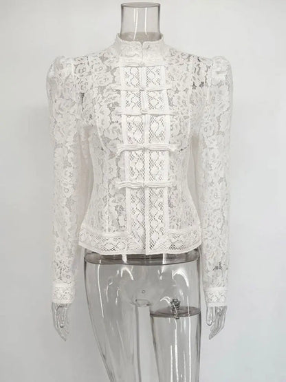 Image of Susan | Dames Lange Mouw Kant Blouse