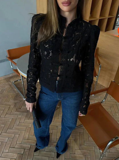 Image of Susan | Dames Lange Mouw Kant Blouse