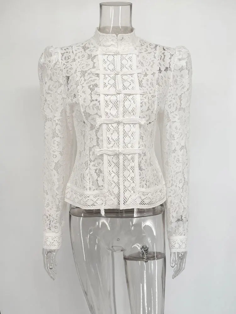 Image of Susan | Dames Lange Mouw Kant Blouse