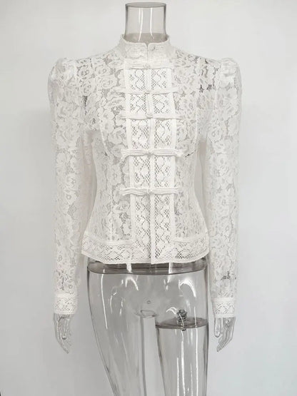 Image of Susan | Dames Lange Mouw Kant Blouse