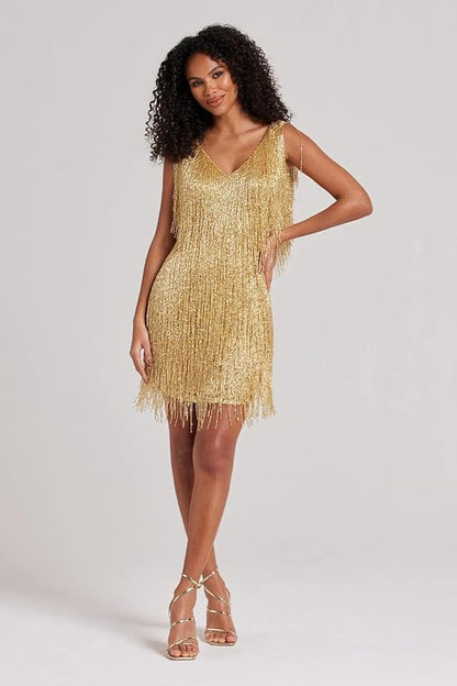Image of Susan | Dames V-hals Fringe Mini Jurk