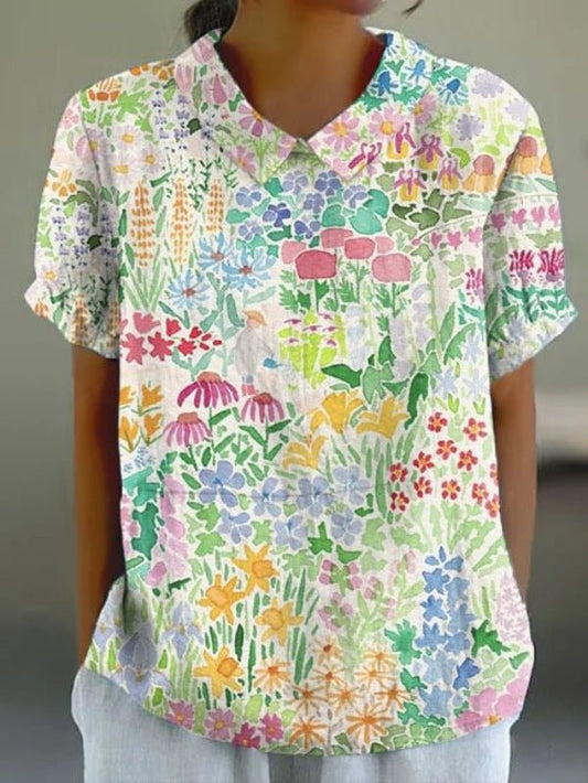 Image of Suus | Dames Bloemen Blouse met Korte Mouwen