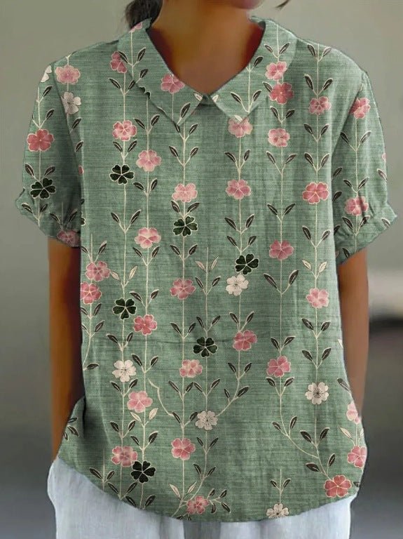 Image of Suus | Dames Bloemen Blouse met Korte Mouwen
