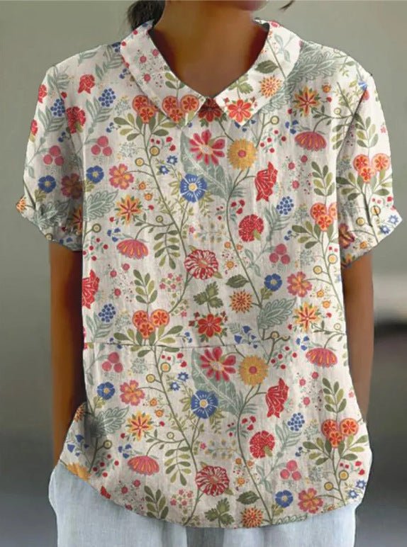 Image of Suus | Dames Bloemen Blouse met Korte Mouwen