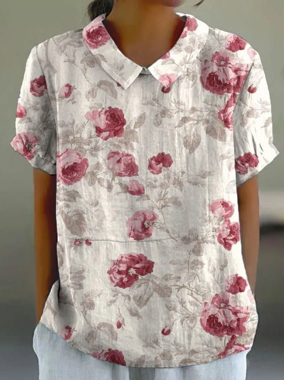 Image of Suus | Dames Bloemen Blouse met Korte Mouwen