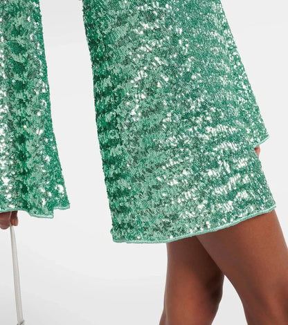 Image of Suzanne | Dames Pailletten Mini Jurk met Lange Mouwen