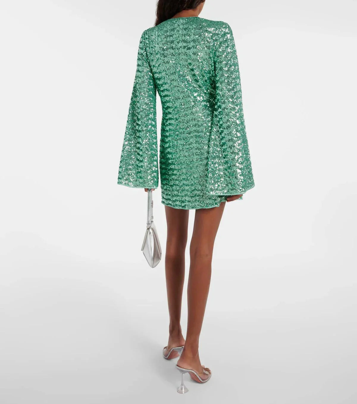 Image of Suzanne | Dames Pailletten Mini Jurk met Lange Mouwen