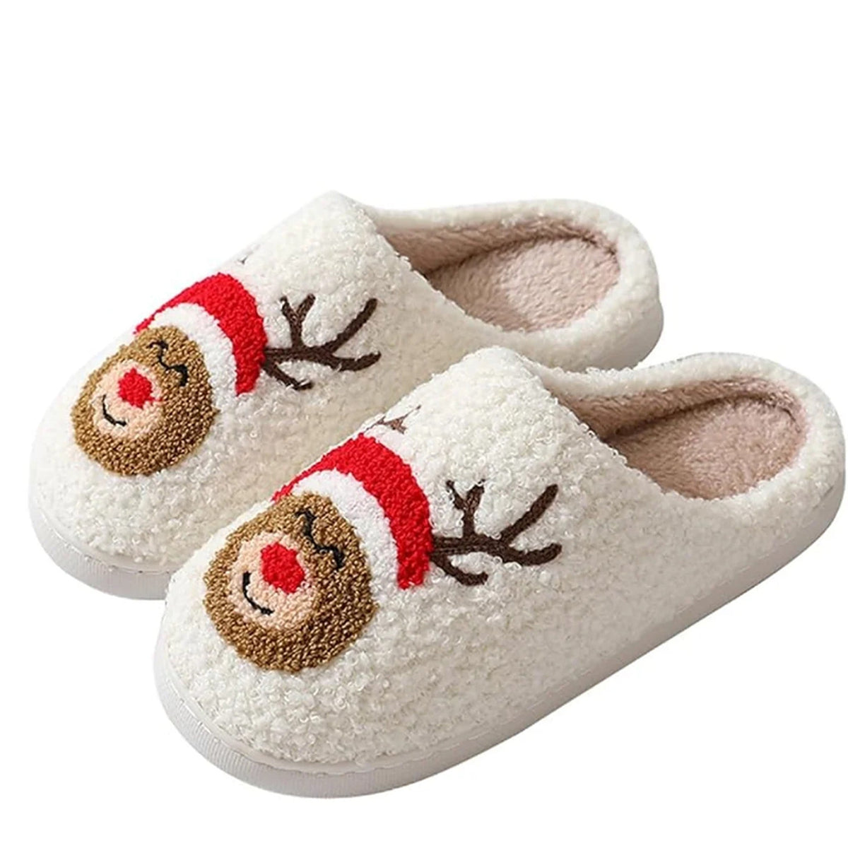 Teddy pantoffels - Retro kerstsloffen met antislipzool