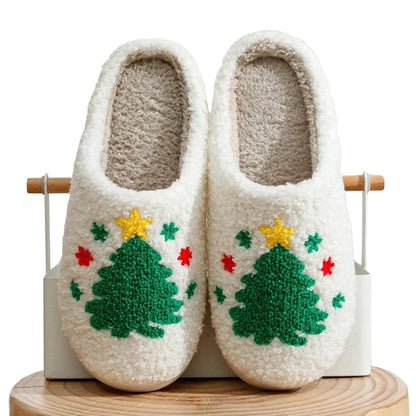 Teddy pantoffels - Retro kerstsloffen met antislipzool