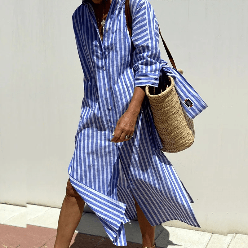 Image of Teresa | Dames V-hals Midi-jurk met Knopen
