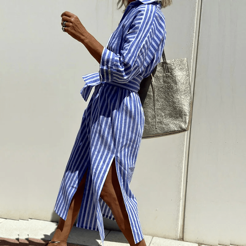 Image of Teresa | Dames V-hals Midi-jurk met Knopen