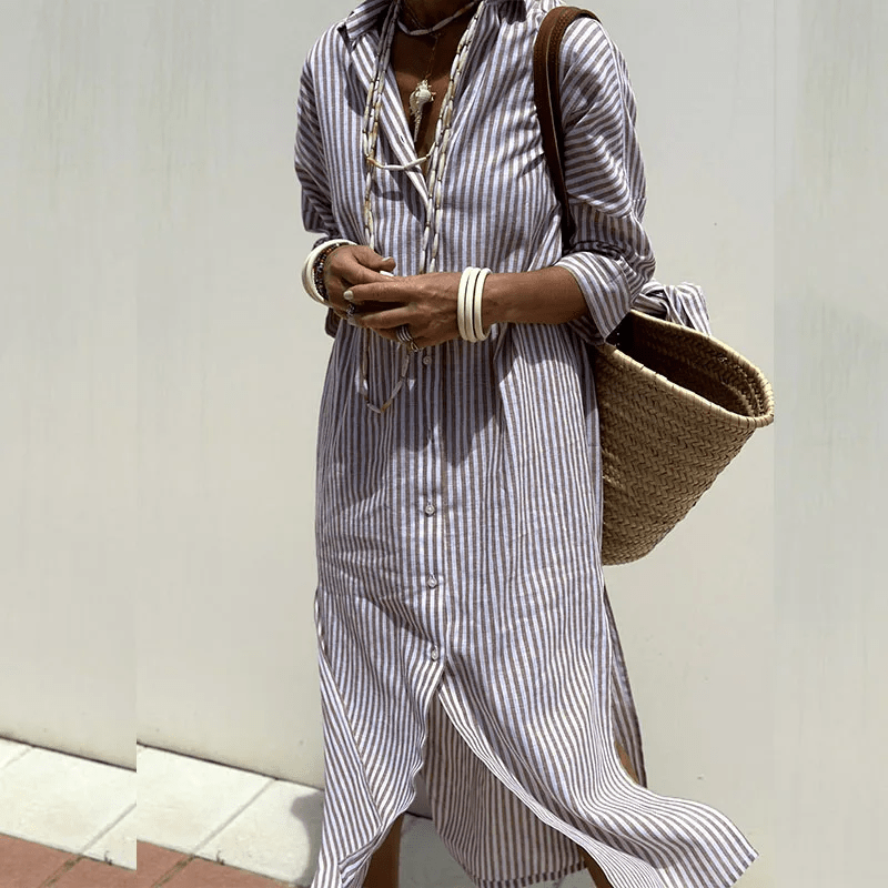 Image of Teresa | Dames V-hals Midi-jurk met Knopen