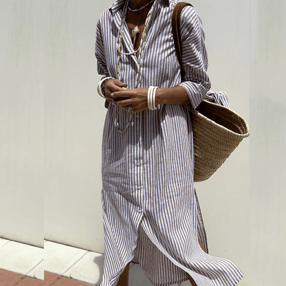 Image of Teresa | Dames V-hals Midi-jurk met Knopen