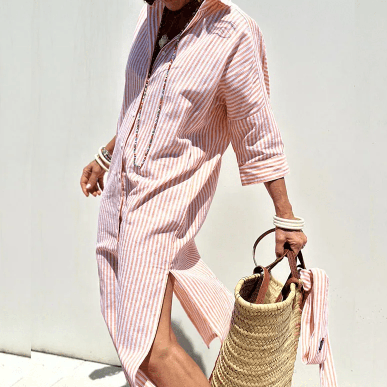 Image of Teresa | Dames V-hals Midi-jurk met Knopen