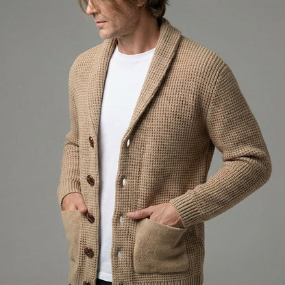 Image of Theo | Heren Shawl Collar Cardigan met Knoopsluiting