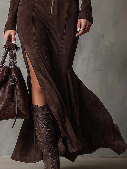 Image of Theresa | Dames Maxi-jurk met Lange Mouwen en Aansluitende Pasvorm