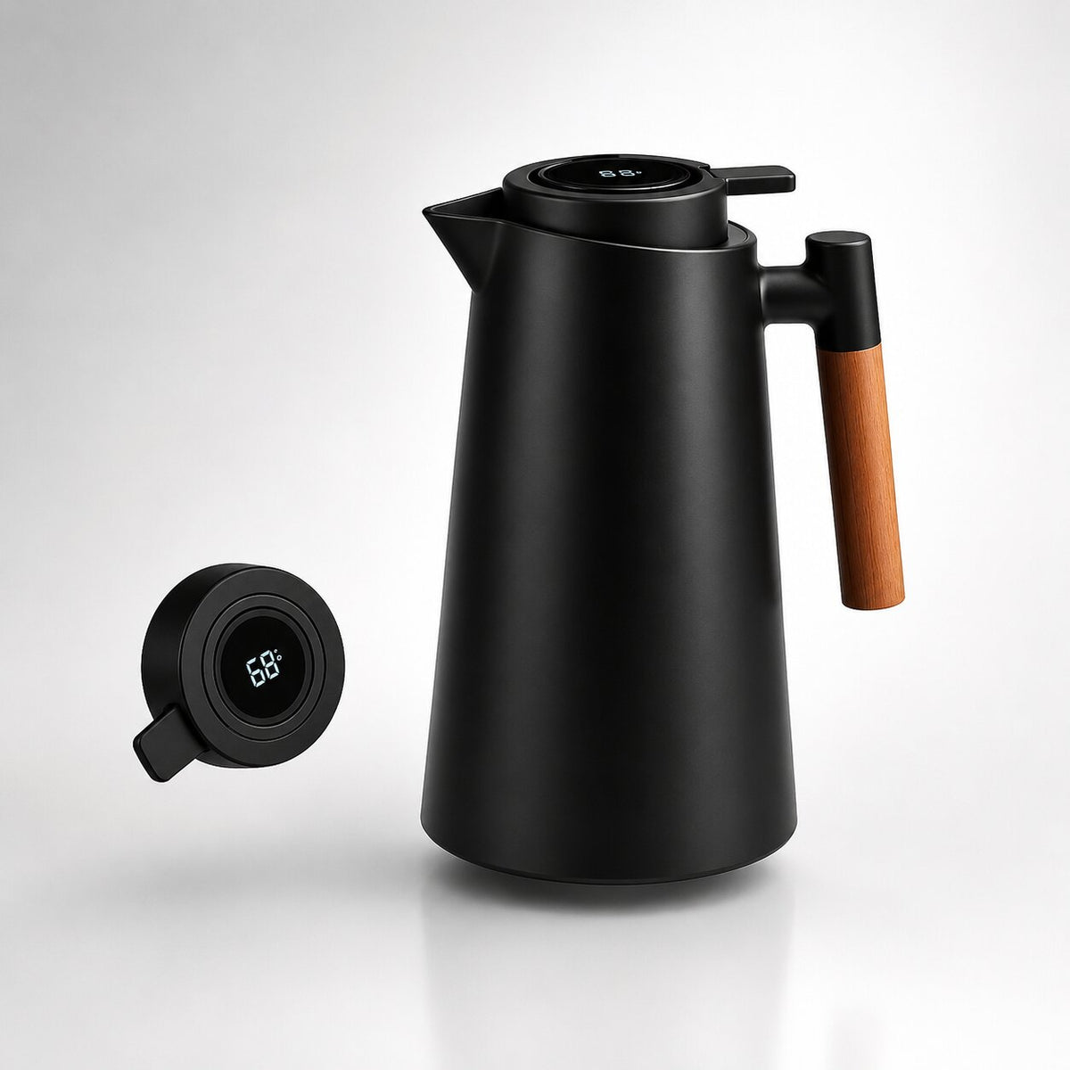 Thermoskan van één liter met temperatuurdisplay