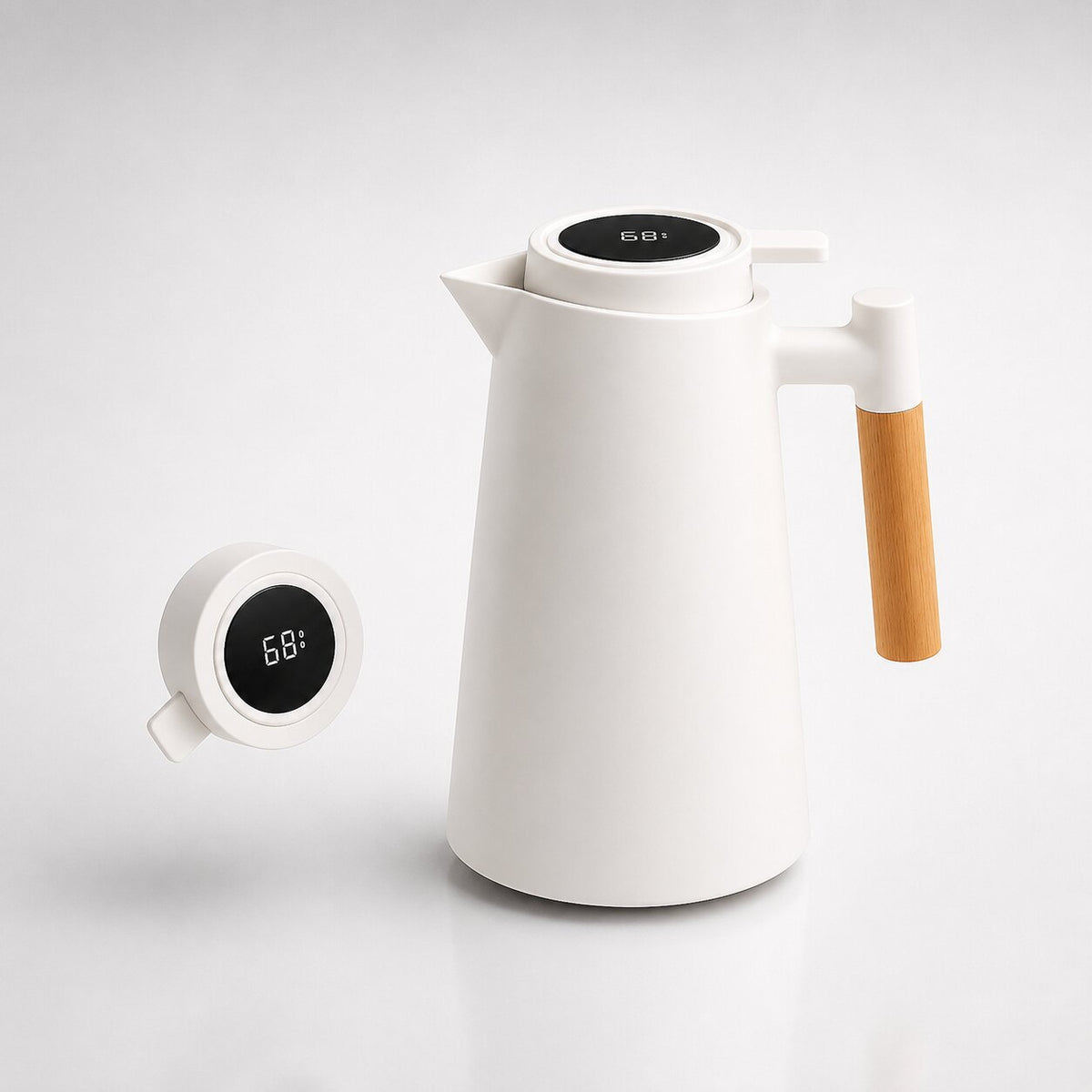 Thermoskan van één liter met temperatuurdisplay