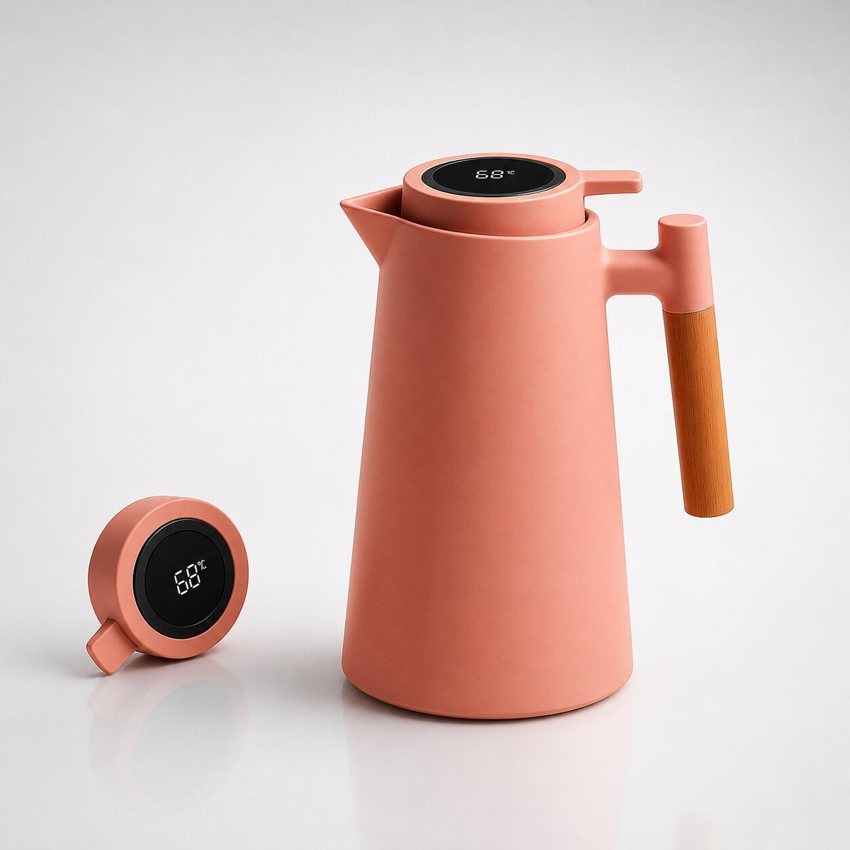 Thermoskan van één liter met temperatuurdisplay