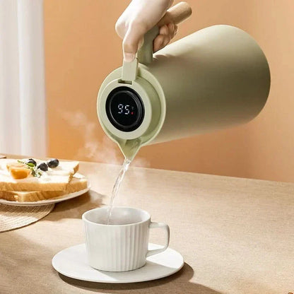 Thermoskan van één liter met temperatuurdisplay