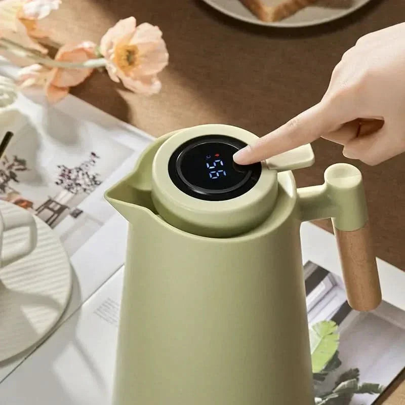 Thermoskan van één liter met temperatuurdisplay