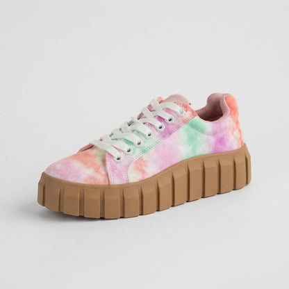 Tie-dye platformsneakers voor dames met grove zool