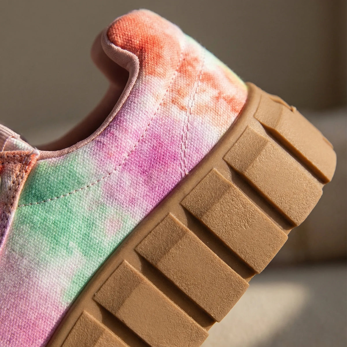 Tie-dye platformsneakers voor dames met grove zool