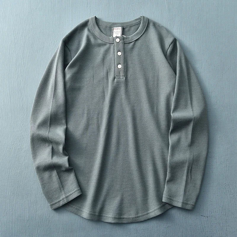 Image of Tijn | Heren Henley T-shirt met Lange Mouwen